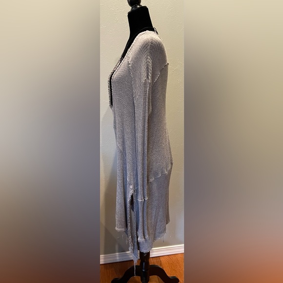 Free People gray waffle weave top size large - Picture 3 of 5